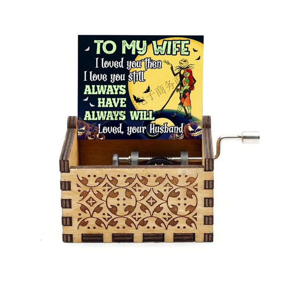 Merry Christmas Wooden Music Box Hand Cranked Movement Christmas Gifts for Children Birthday Present  Home Office Decoration