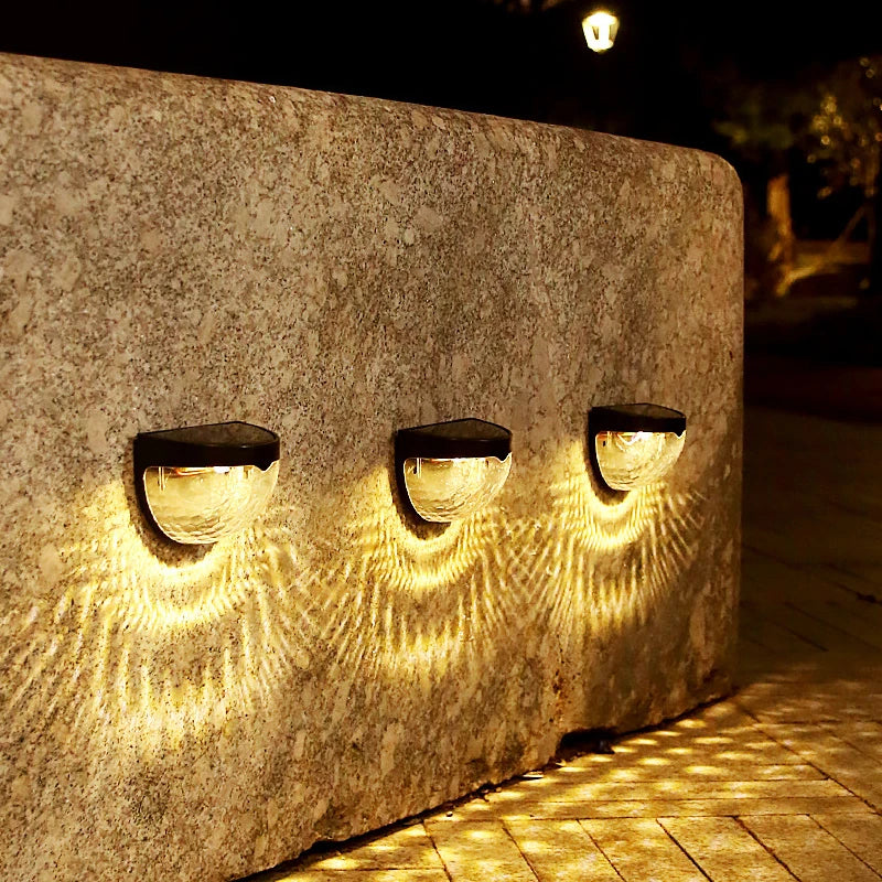 2PCS Solar Wall Lamp, 6LEDs Outdoor Waterproof Solar Light Warm White, for Yard, Garage, Garden, Porch, Fence, Driveway, Railing