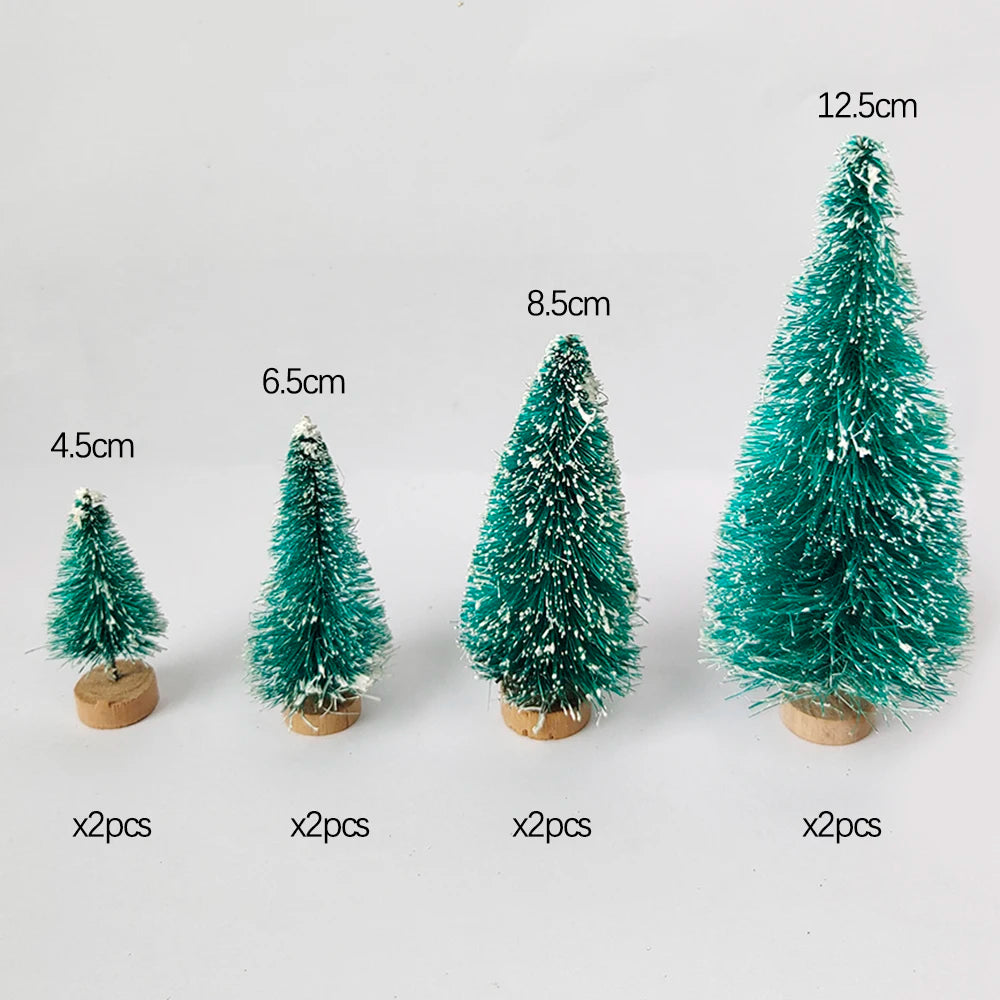 5/8pcs Mini Christmas Trees Small Artificial Christmas Tree Ornament Cedar Pine Sisal Tabletop Merry Christmas Party Decoration