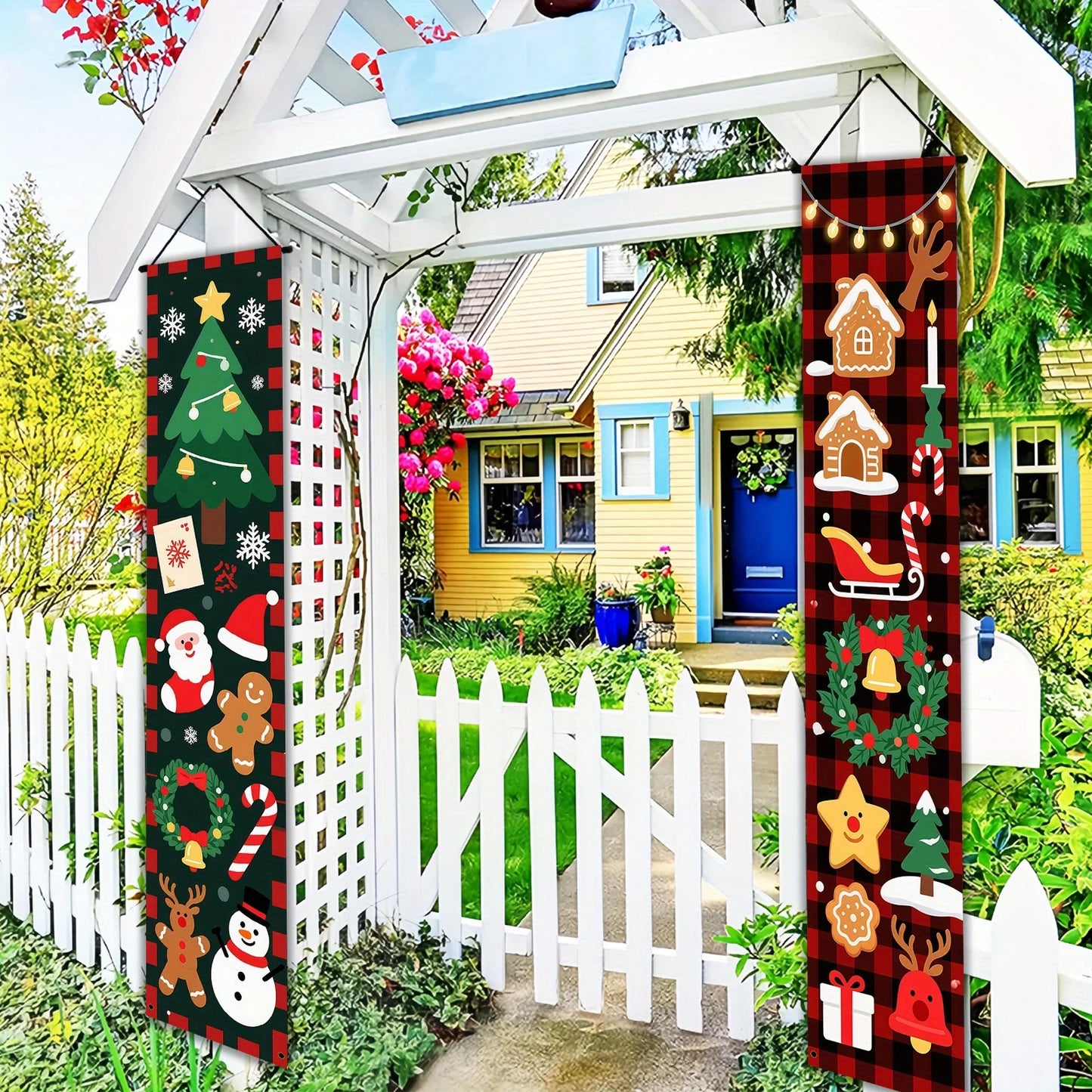 Christmas Couplets Door Decorations Santa Claus Gingerbread Man Snowman Festive Home Decoration Wall Art