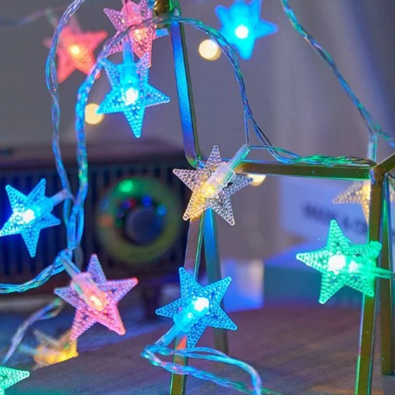 Christmas Tree Star Light String LED 10/20/40/80 Lights Night Decoration for Family Garden Party Atmosphere