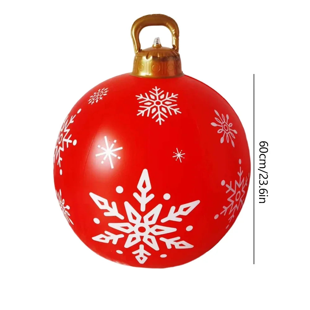60cm Giant Inflatable Christmas Balls PVC Giant Big Large Balls Xmas Tree Decorations Toy Outdoor Xmas Holiday Yard Lawn Balls