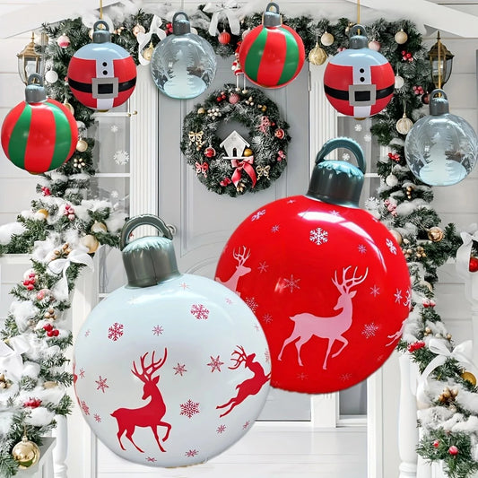 60cm Giant Luminous Inflatable Christmas Ball With No Lights Pvc Outdoor Xmas Decoration Ball Holiday Yard Lawn Porch Decor 2025