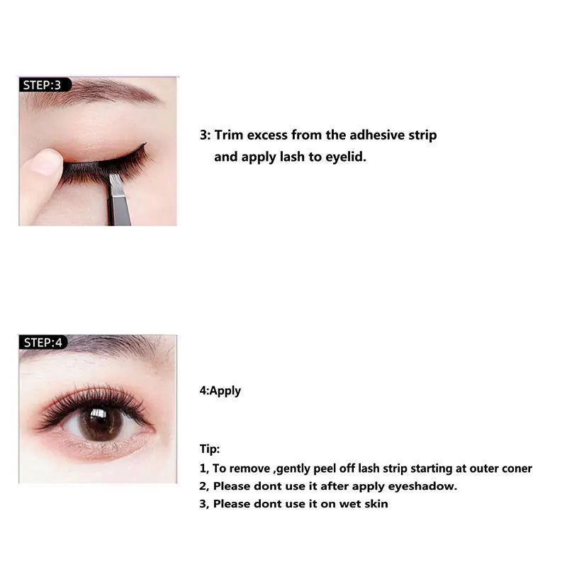 40 Pcs/Box Reusable Self-Adhesive Glue-Free Eyelash Glue Strip False Eyelashes Extension No Glue Eyelashes Hypoallergenic