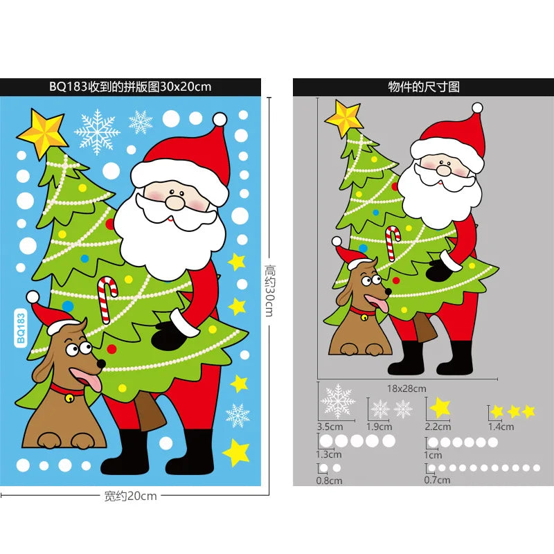 Christmas Window Clings Stickers Holiday Snowflake Santa Claus Reindeer Decals Xmas Decals Window Stickers Christmas Decorations