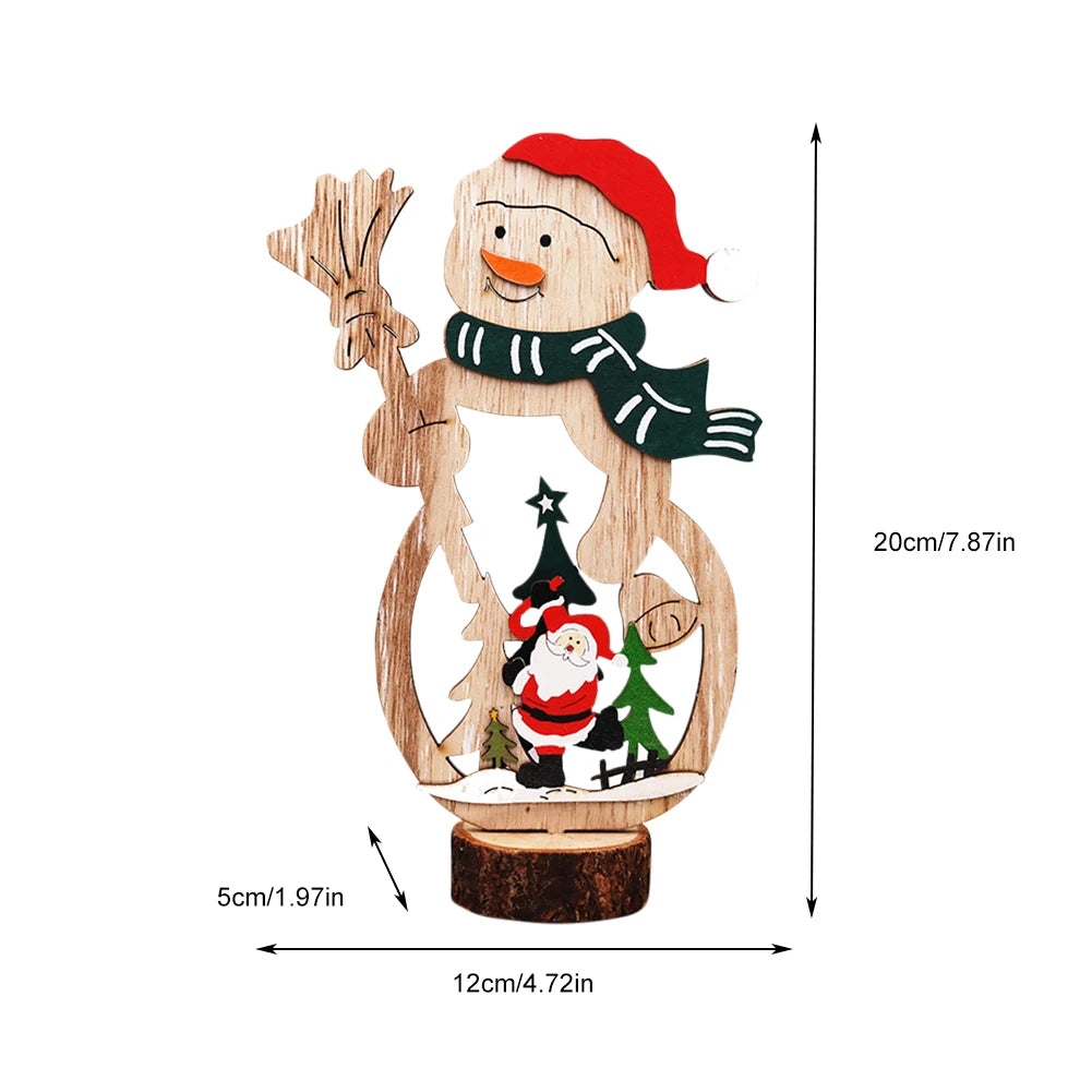 Christmas Decoration DIY Wooden Crafts Creative Ornaments Santa Claus Snowman Reindeer Christmas Desktop Decoration Gifts