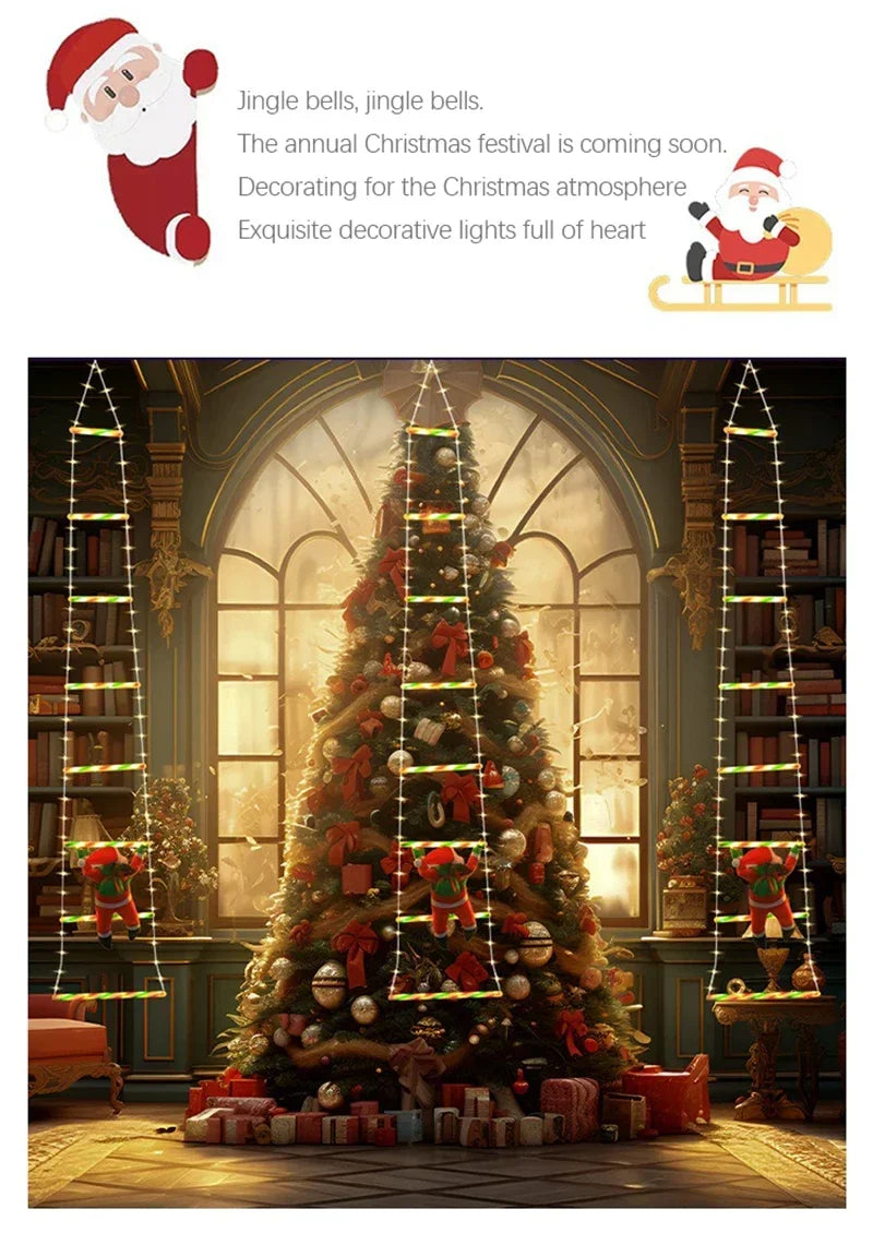 1/3M Santa Claus Climbing Ladder String Lights USB 8 Modes LED Lamp Christmas Decoration for Garden Cristmas Tree New Year Gift