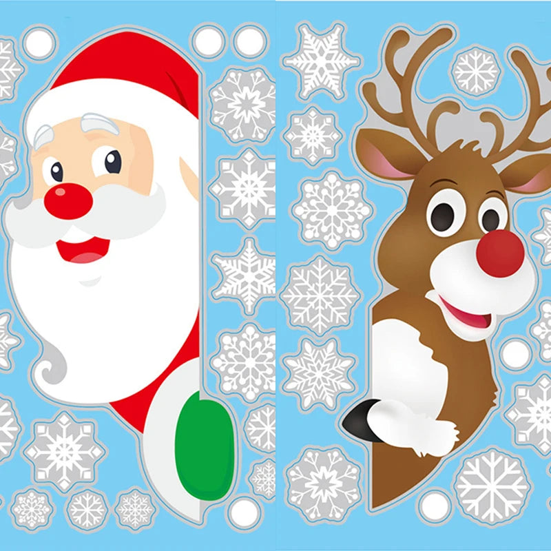 MissDeer Christmas Santa Claus Window Stickers Wall Ornaments Pendant Merry Christmas For Home Decor New Year Glass Decal