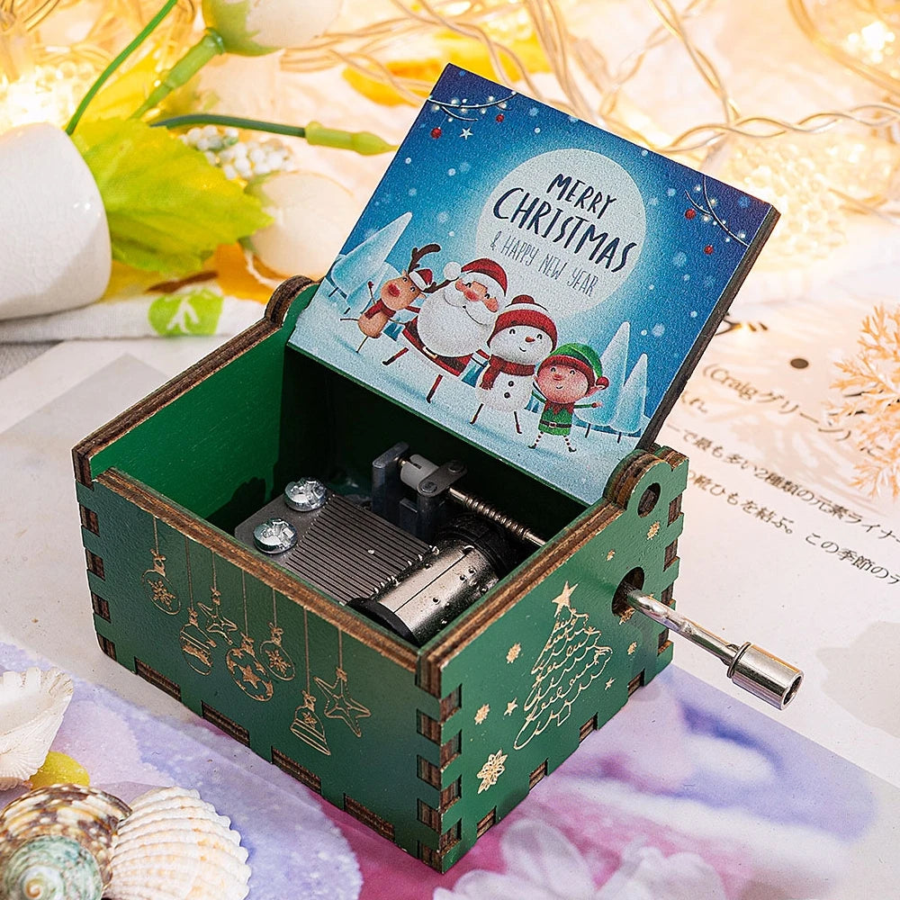 Christmas Halloween Music Box, Wooden Hand Crank Music Box, Merry Christmas, Birthday Present, Special Festival Home Decoration