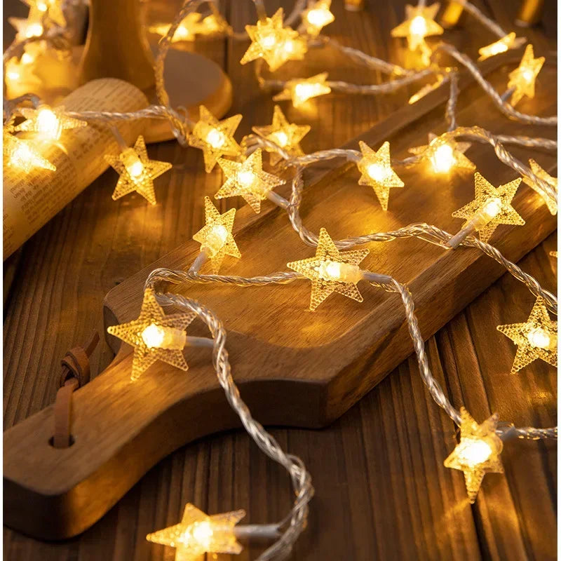 Christmas Tree Star Light String LED 10/20/40/80 Lights Night Decoration for Family Garden Party Atmosphere