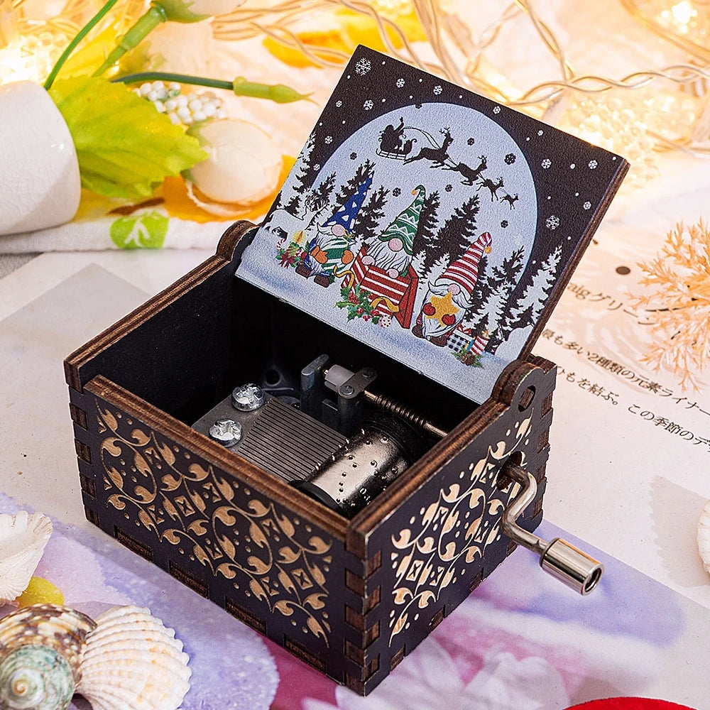 Christmas Halloween Music Box, Wooden Hand Crank Music Box, Merry Christmas, Birthday Present, Special Festival Home Decoration