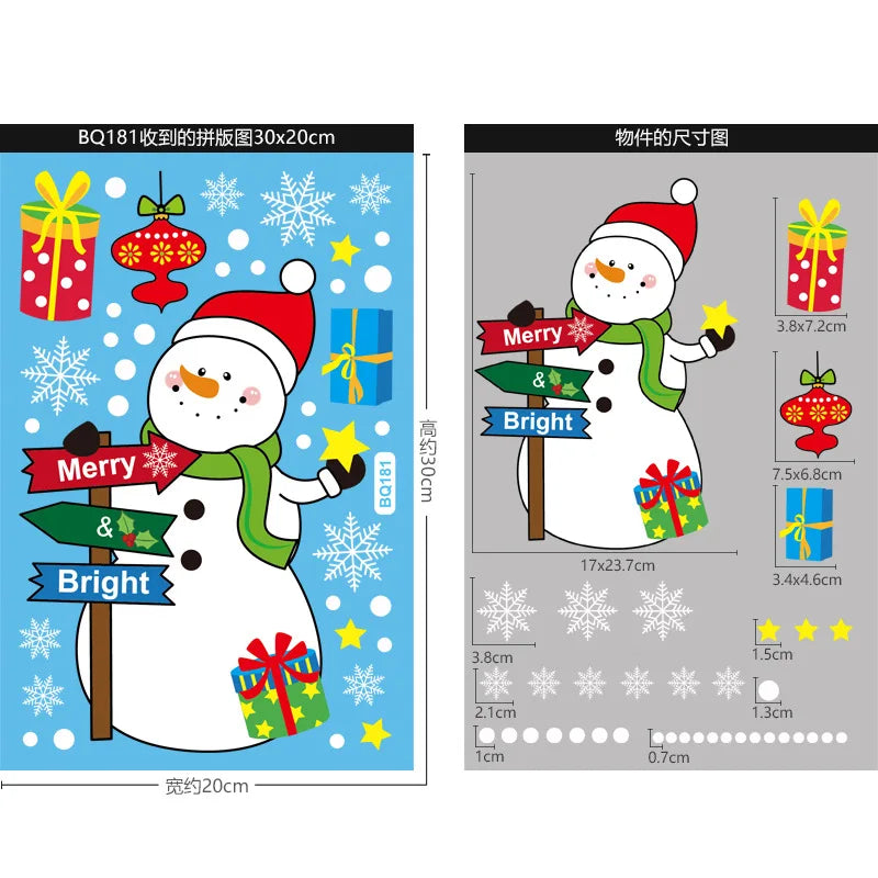 Christmas Window Clings Stickers Holiday Snowflake Santa Claus Reindeer Decals Xmas Decals Window Stickers Christmas Decorations