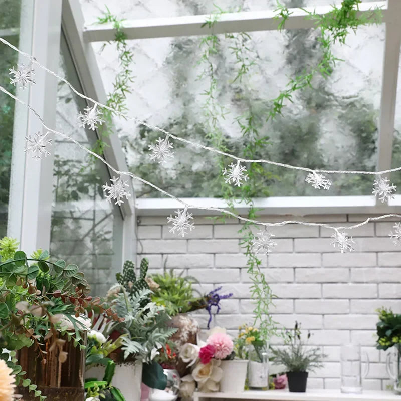 Christmas Fairy Light Snowflake LED String Light Garland Decoration for Home Xmas Santa Claus Gifts New Year Ornament