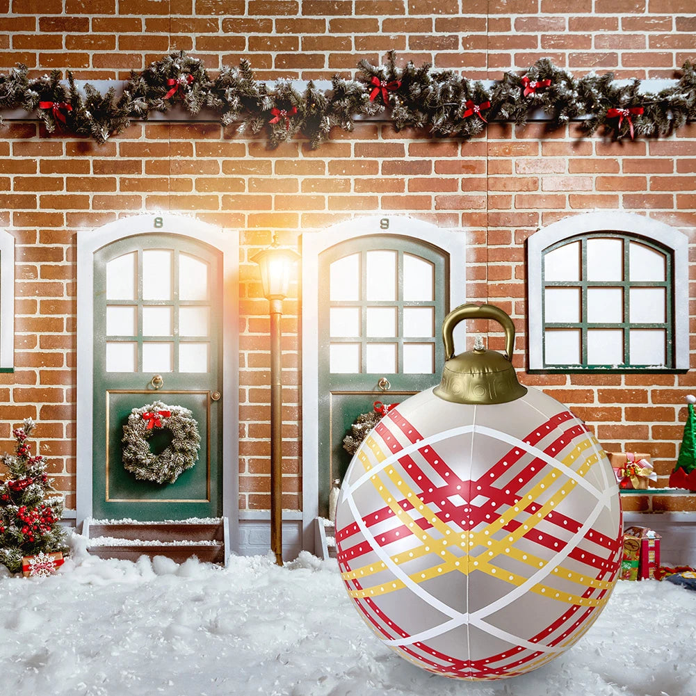 60cm Giant Inflatable Christmas Balls PVC Giant Big Large Balls Xmas Tree Decorations Toy Outdoor Xmas Holiday Yard Lawn Balls