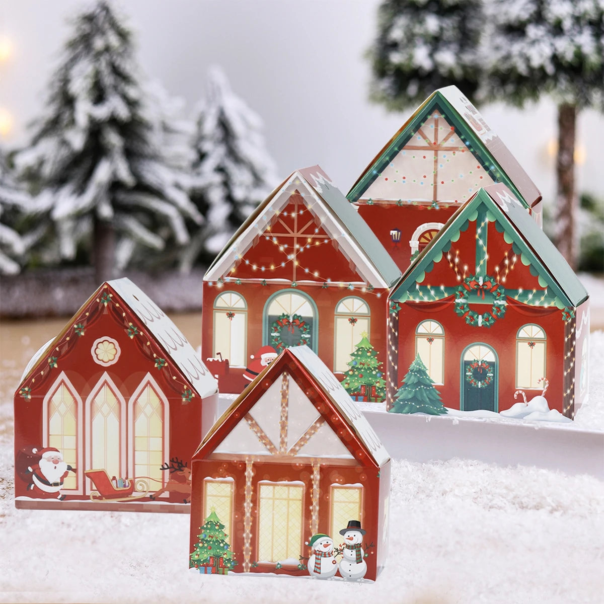 Christmas Gingerbread House Candy Box Merry Christmas Decoration For Home 2024 New Year Gift Cookie Packaging Box Xmas Ornament