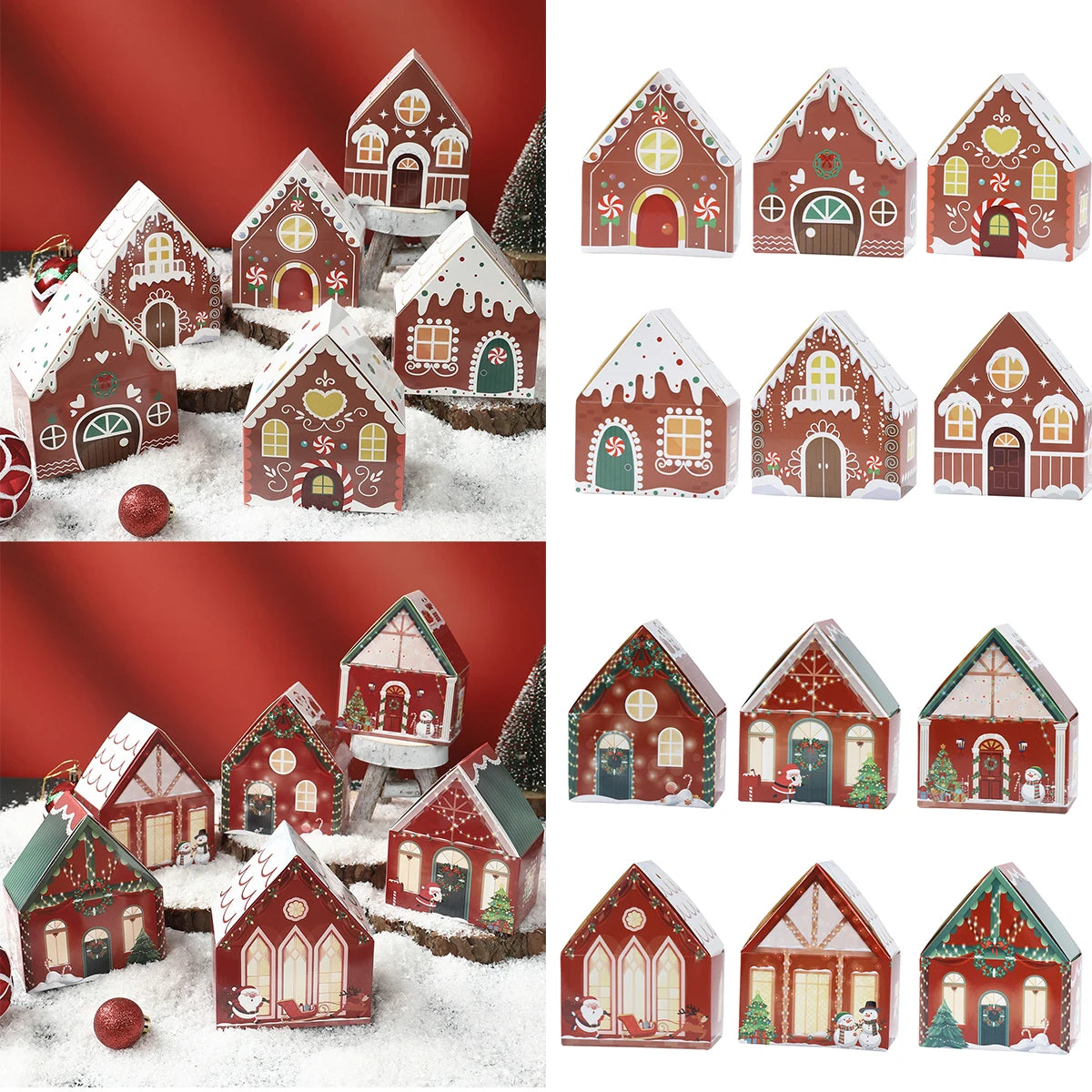 Christmas Gingerbread House Candy Box Merry Christmas Decoration For Home 2024 New Year Gift Cookie Packaging Box Xmas Ornament