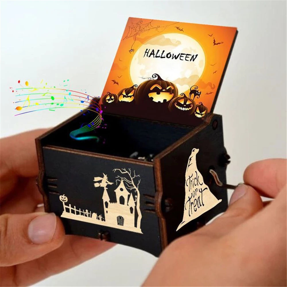 Merry Christmas Wooden Music Box Hand Cranked Movement Christmas Gifts for Children Birthday Present  Home Office Decoration