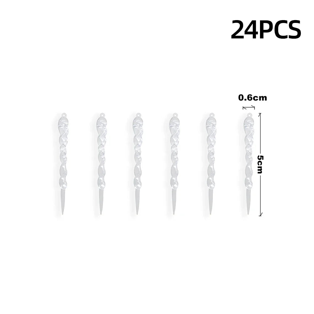 12/24pcs Christmas Clear Simulation Icicle Pendants Xmas Tree Hanging Fake Ice Winter Party New Year Gifts Navidad 5/7.5/10/13cm