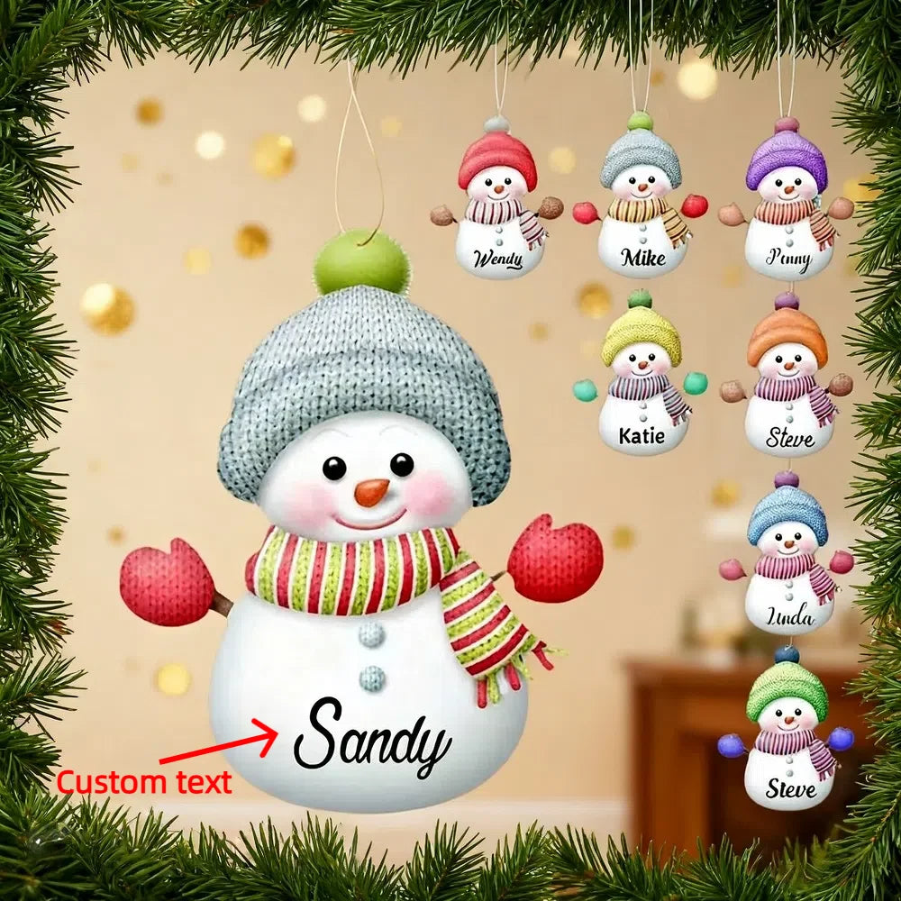 Customized NAME Christmas Santa Claus Snowman Pendant Acrylic Flat Personalized Merry Christmas 2025 Xmas Tree Decoration Hangin