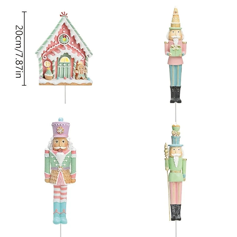 Christmas Party Decorations Tree Picks Large Nutcracker Peppermint Lollipop Christmas Picks for Tree Cute Candy Picks Ornaments