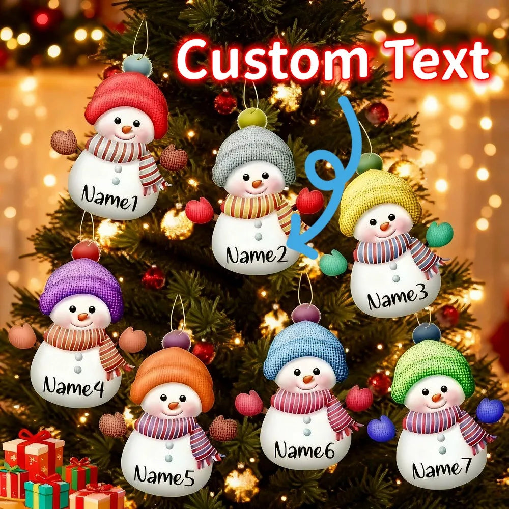 Customized NAME Christmas Santa Claus Snowman Pendant Acrylic Flat Personalized Merry Christmas 2025 Xmas Tree Decoration Hangin
