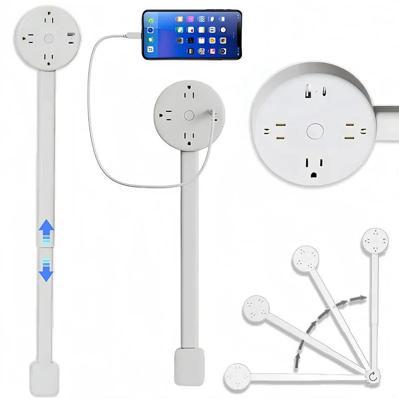 Electrical Outlet Extender Plug Wall Outlet Extender Extendable Wall Socket Rotatable Folding Portable Power Socket