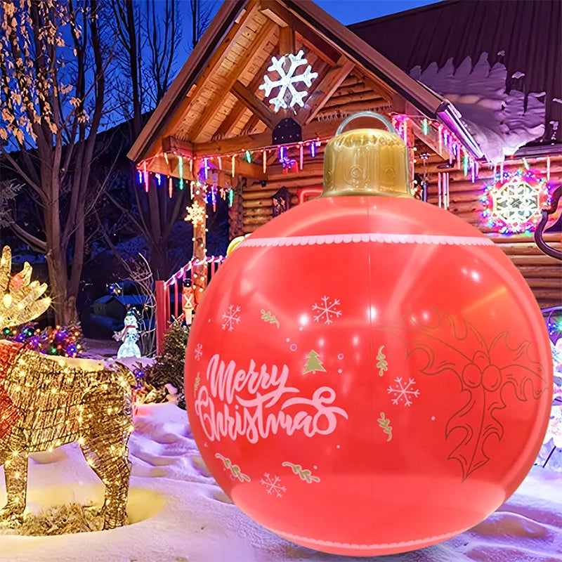 60cm Giant Luminous Inflatable Christmas Ball With No Lights Pvc Outdoor Xmas Decoration Ball Holiday Yard Lawn Porch Decor 2025