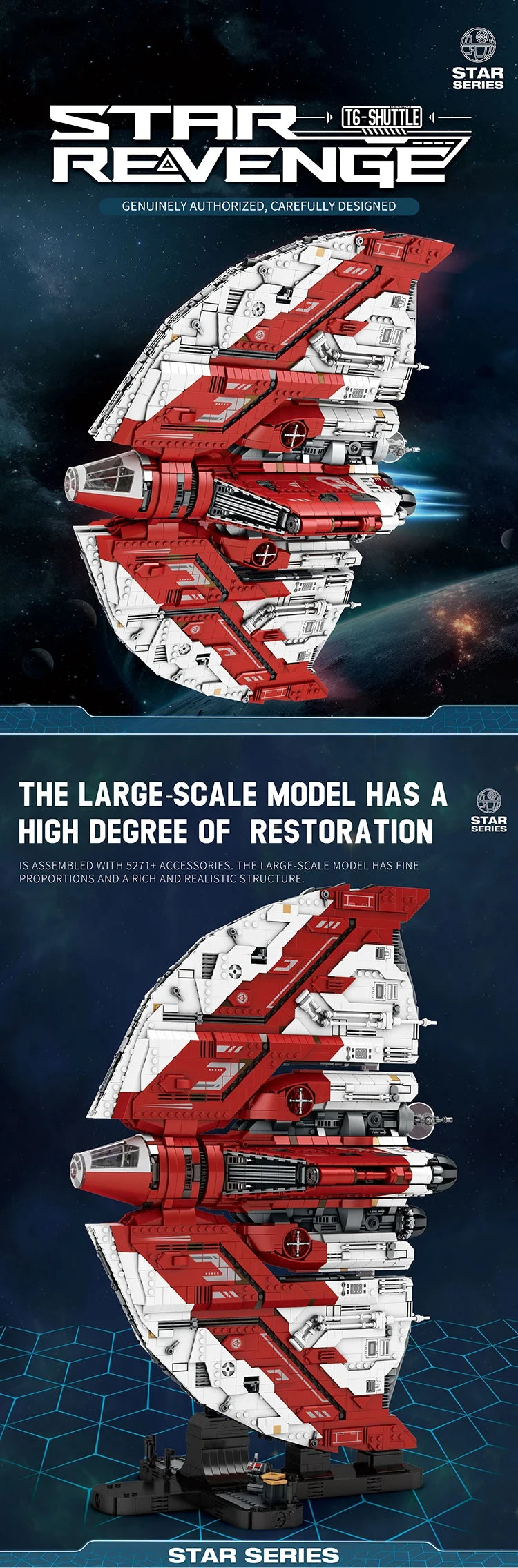 5749PCS UCS T6-Shuttle Spacecraft Model Building Blocks Space Jet Aircraft Moc Bricks DeskTop Display Holiday Gifts For Kids Toy