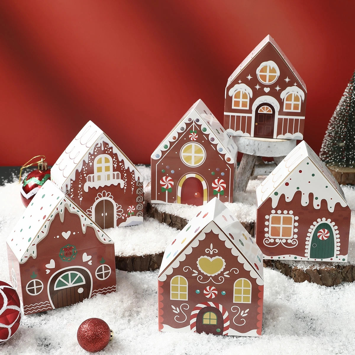 Christmas Gingerbread House Candy Box Merry Christmas Decoration For Home 2024 New Year Gift Cookie Packaging Box Xmas Ornament