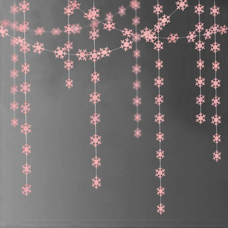 4M Silver Gold Snowflake Garlands for Christmas Tree Hanging Decor Winter Wonderland Party Fake Snow Decoration Paper Streamers