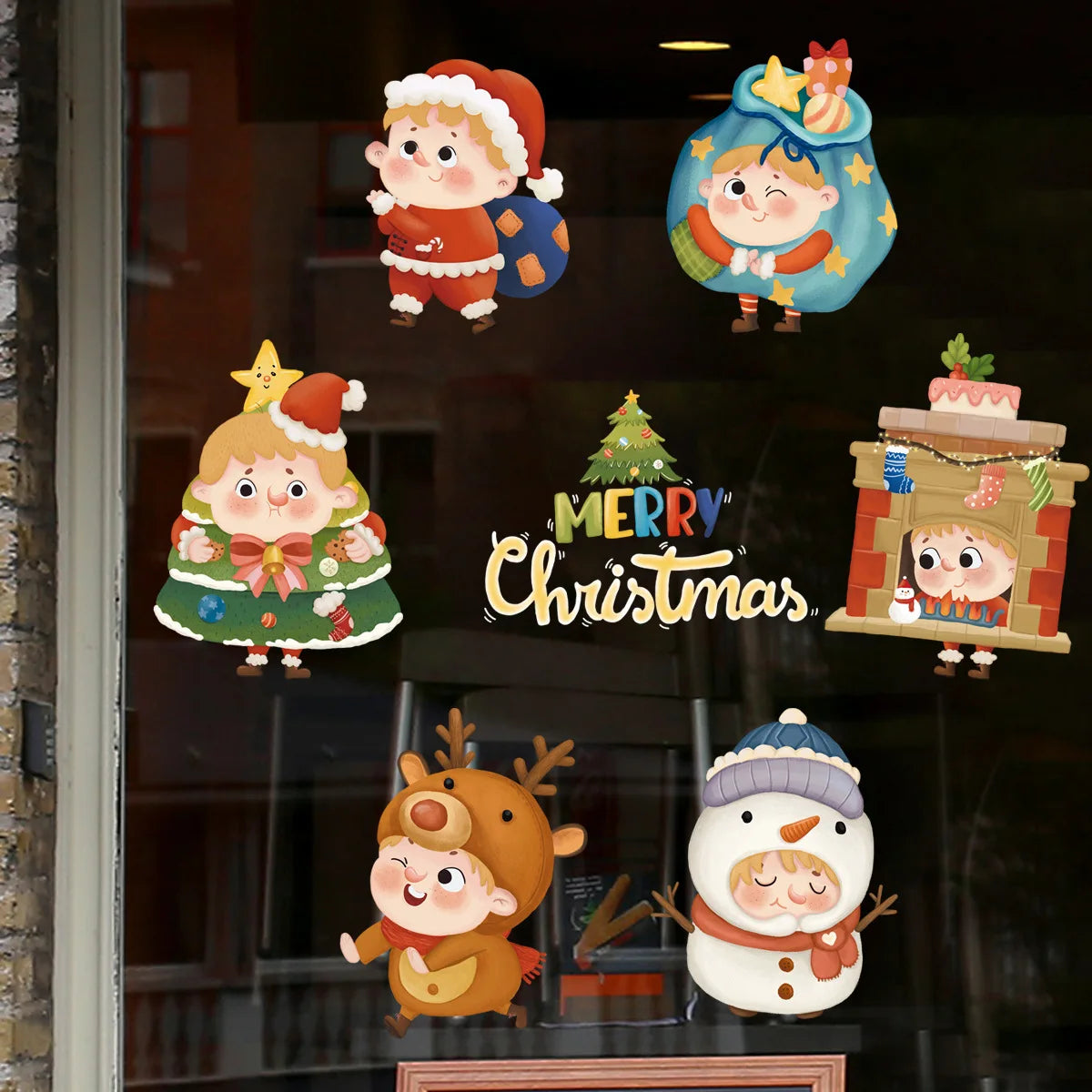 2024 New Christmas Decoration Window Stickers Santa Christmas Tree Window Glass Decal Poster New Year 2025 Decoration Stickers