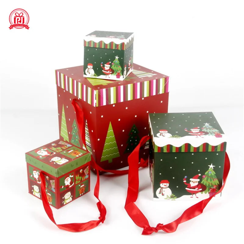 Christmas Gift Boxes Packing Gift Merry Christmas Decorative Carton For Xmas Home Party Decor Navidad New Year Candy Box Case