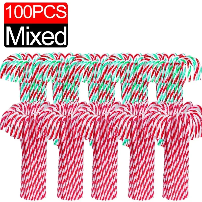Acrylic Candy Cane Pendant Xmas Tree Twisted Crutch Hanging Ornament Happy New Year Christmas Party Home Decoration Red Green