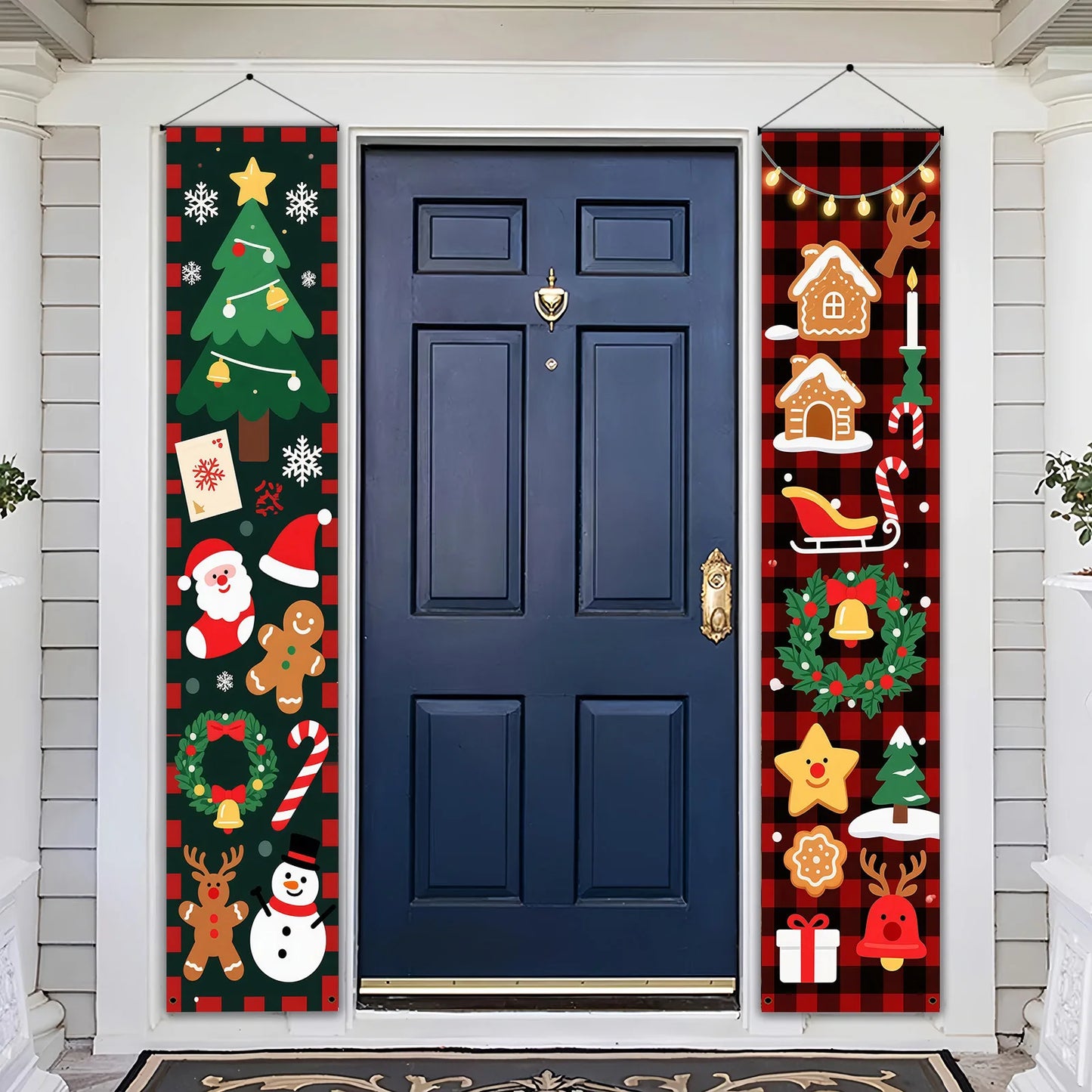 Christmas Couplets Door Decorations Santa Claus Gingerbread Man Snowman Festive Home Decoration Wall Art