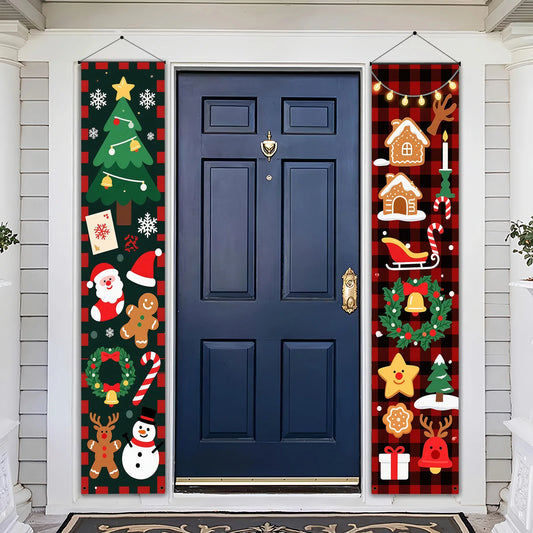 Christmas Couplets Door Decorations Santa Claus Gingerbread Man Snowman Festive Home Decoration Wall Art