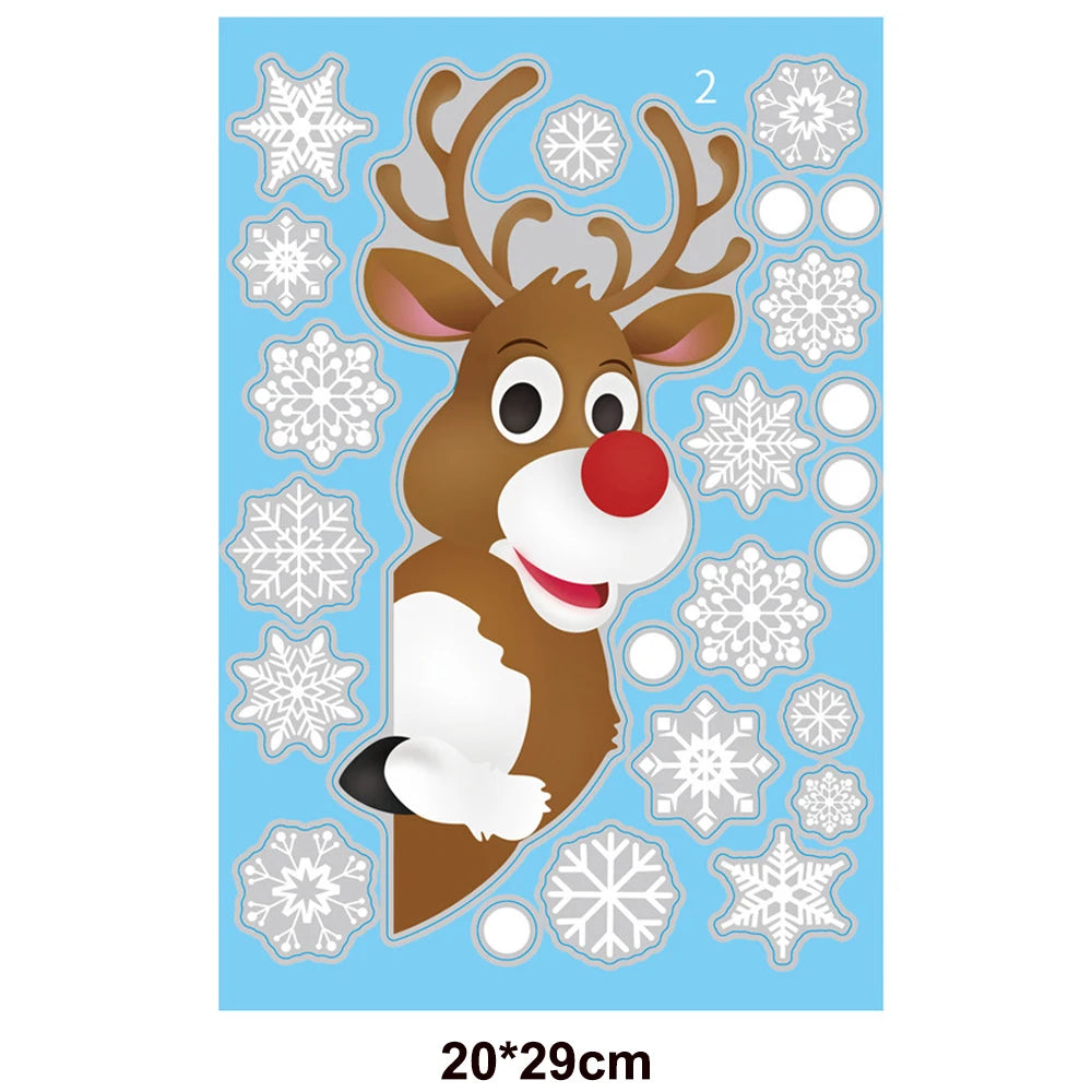 Christmas Window Clings Stickers Holiday Snowflake Santa Claus Reindeer Decals Xmas Decals Window Stickers Christmas Decorations