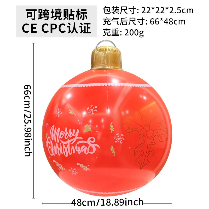60cm Giant Luminous Inflatable Christmas Ball With No Lights Pvc Outdoor Xmas Decoration Ball Holiday Yard Lawn Porch Decor 2025