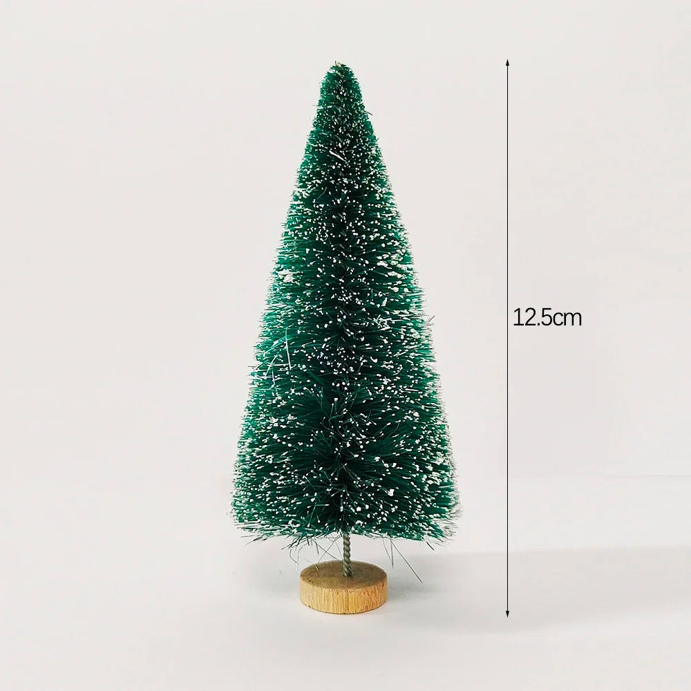 5/8pcs Mini Christmas Trees Small Artificial Christmas Tree Ornament Cedar Pine Sisal Tabletop Merry Christmas Party Decoration