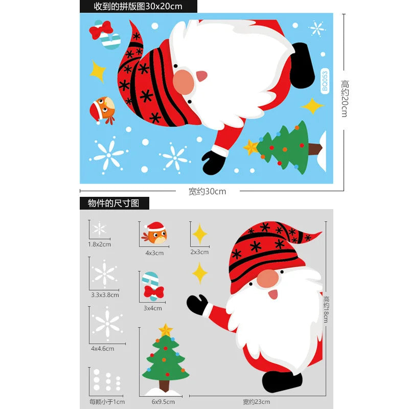 Christmas Window Clings Stickers Holiday Snowflake Santa Claus Reindeer Decals Xmas Decals Window Stickers Christmas Decorations