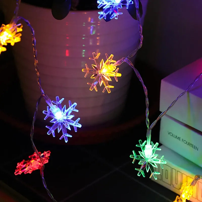 Christmas Fairy Light Snowflake LED String Light Garland Decoration for Home Xmas Santa Claus Gifts New Year Ornament