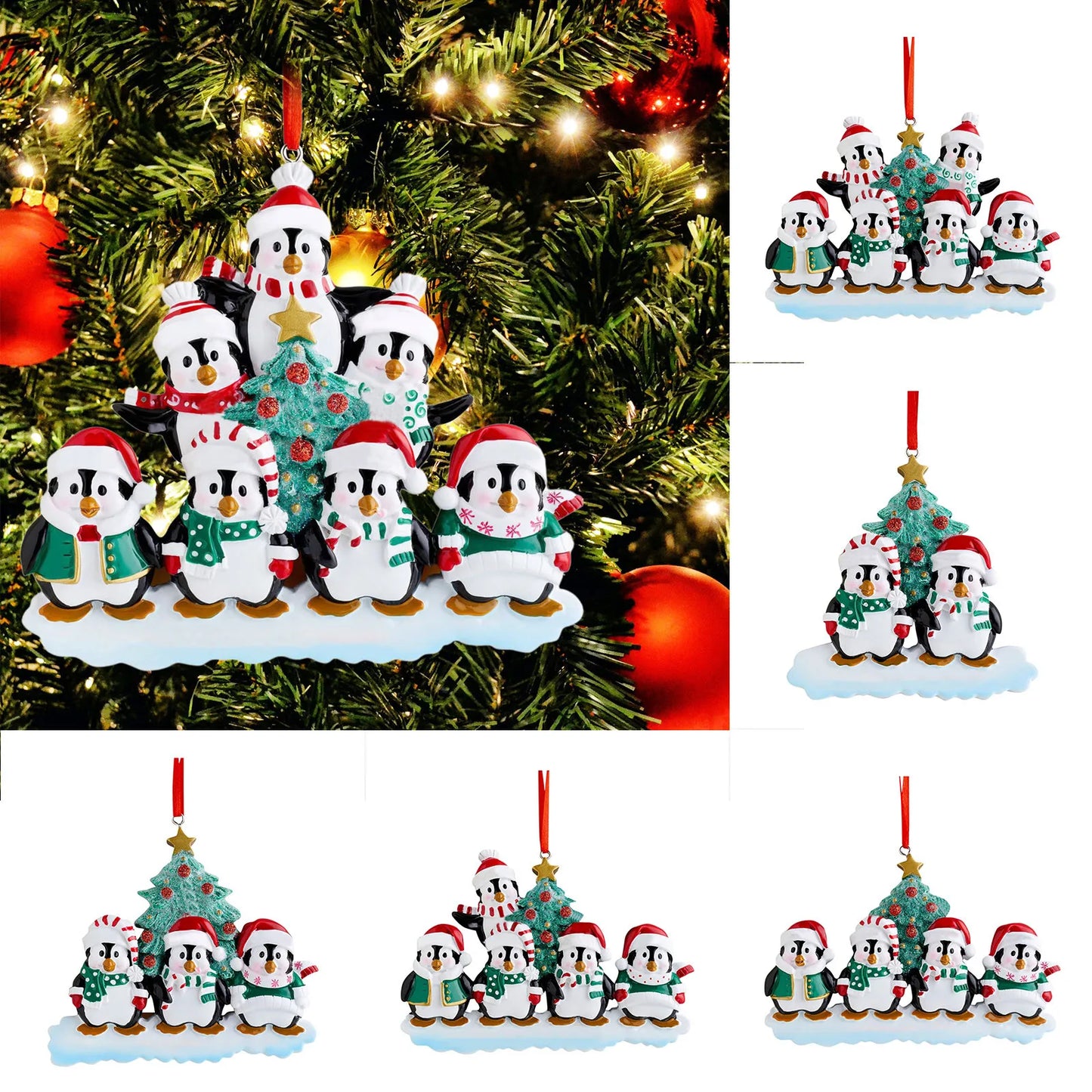 Personalized Family Christmas Ornament Cute Penguin Holiday Winter Gift 2021  Family Ornament Christmas Tree Decorations
