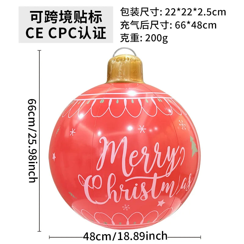 60cm Giant Luminous Inflatable Christmas Ball With No Lights Pvc Outdoor Xmas Decoration Ball Holiday Yard Lawn Porch Decor 2025