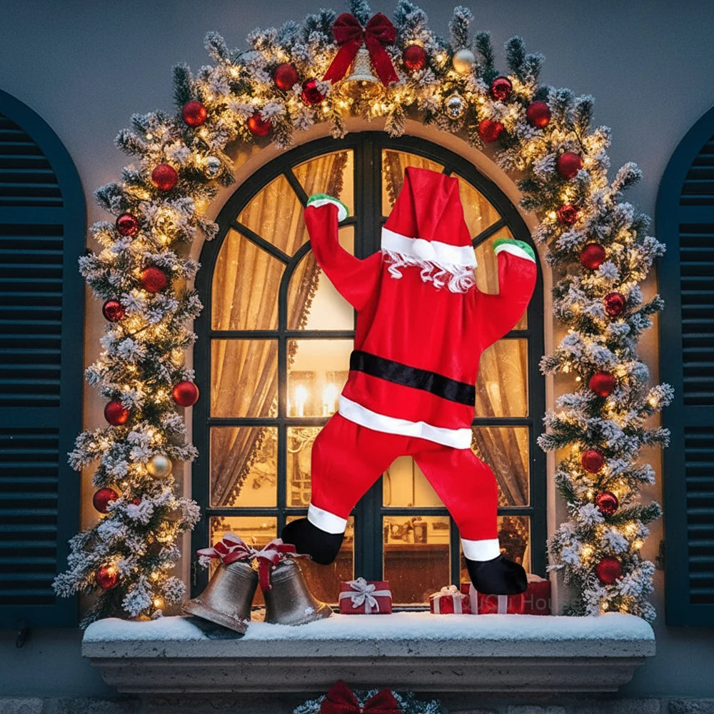 Climbing Santa Claus Hanging Plush for Window, Balcony, Roof, Chimney, Outdoor Christmas Decoration, Festival Merry Gift 2025