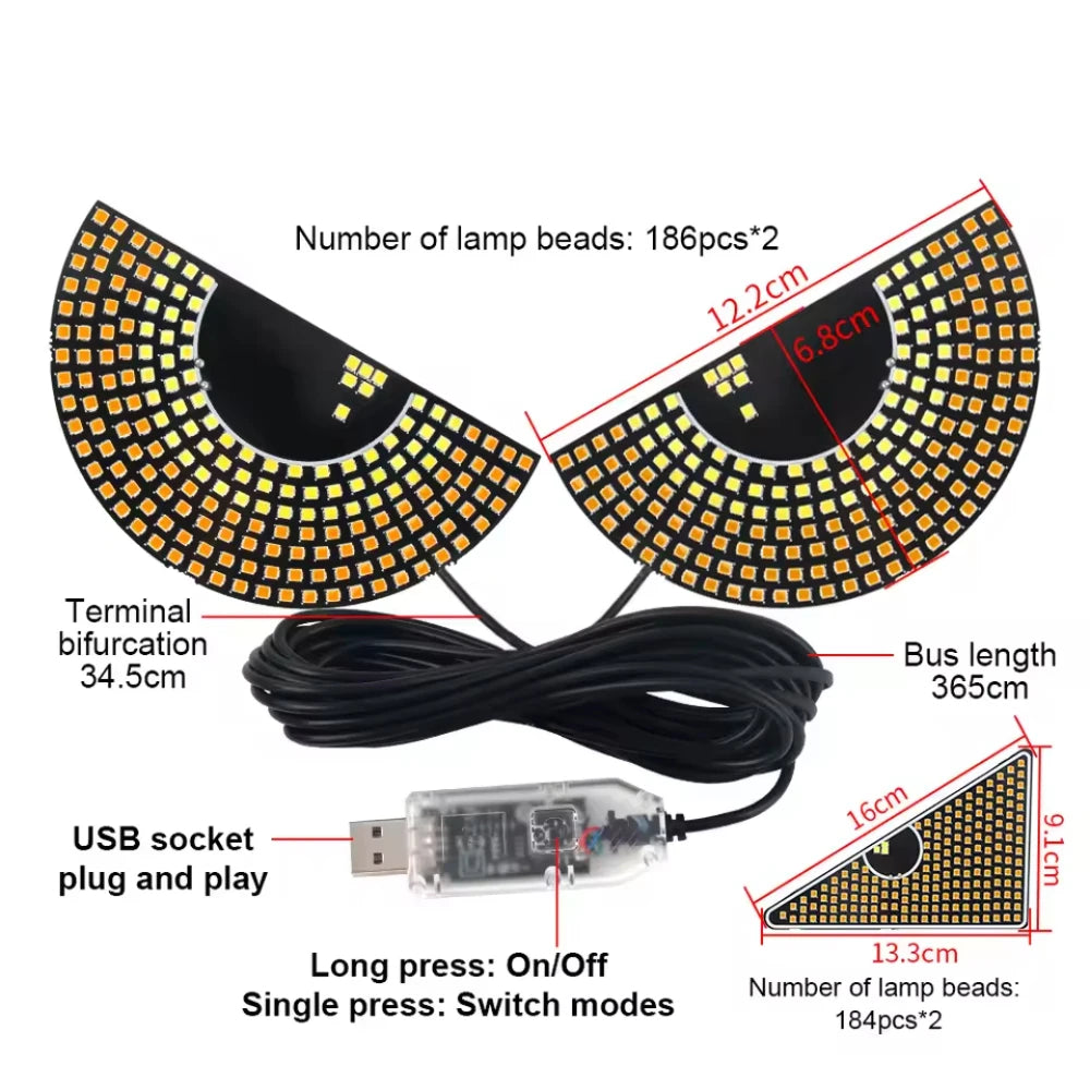 Truck Devil's Eye Light RGB Dynamic Demon Eye Decorative Light Led Display Decor Pixel Panel Windshield USB 5V Multi-Mode Lamp