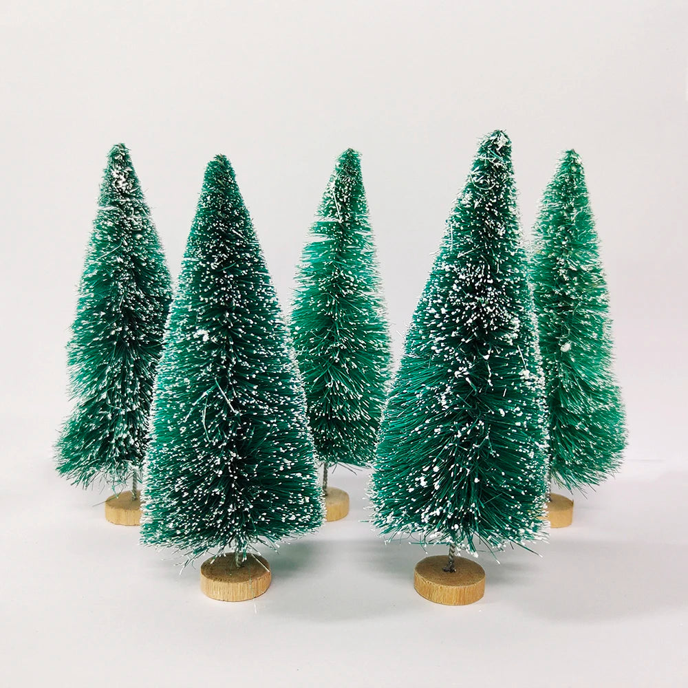 5/8pcs Mini Christmas Trees Small Artificial Christmas Tree Ornament Cedar Pine Sisal Tabletop Merry Christmas Party Decoration