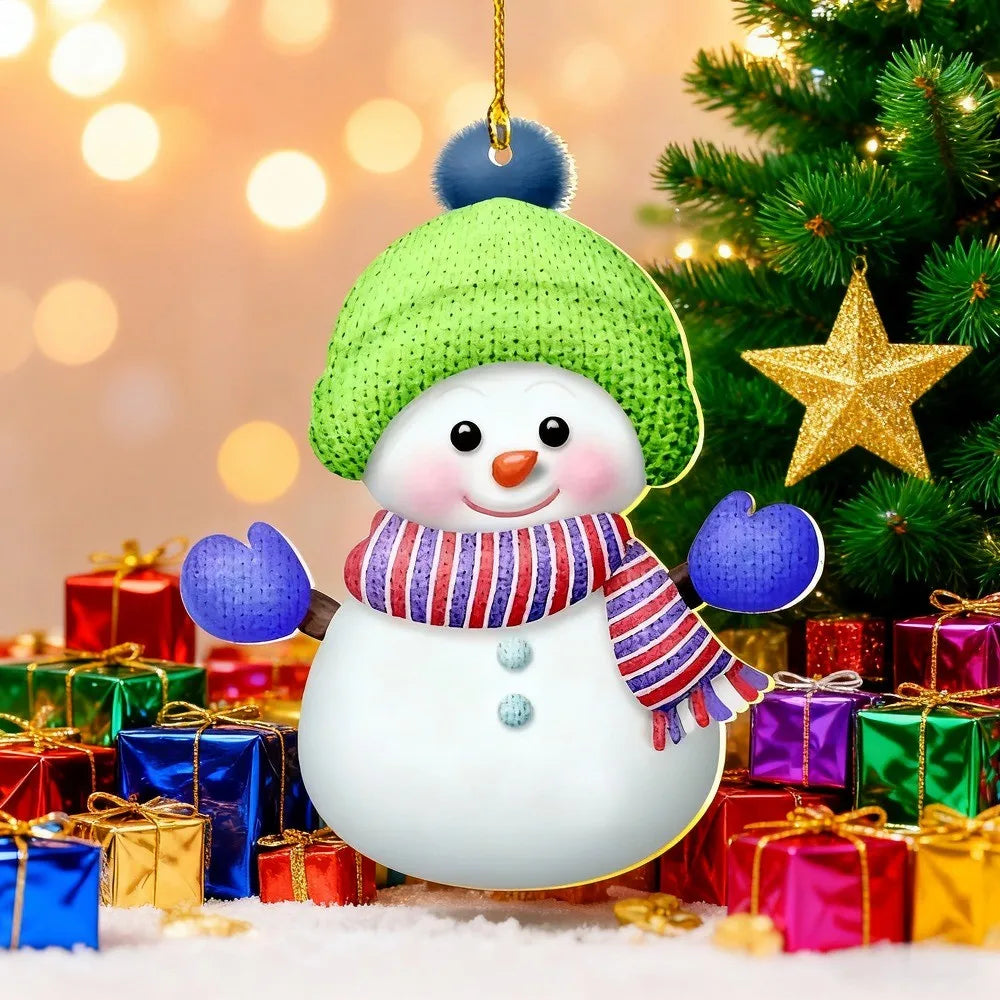 Customized NAME Christmas Santa Claus Snowman Pendant Acrylic Flat Personalized Merry Christmas 2025 Xmas Tree Decoration Hangin