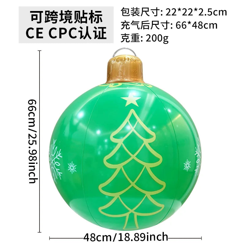60cm Giant Luminous Inflatable Christmas Ball With No Lights Pvc Outdoor Xmas Decoration Ball Holiday Yard Lawn Porch Decor 2025