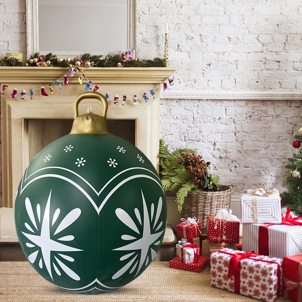 60cm Giant Inflatable Christmas Balls PVC Giant Big Large Balls Xmas Tree Decorations Toy Outdoor Xmas Holiday Yard Lawn Balls