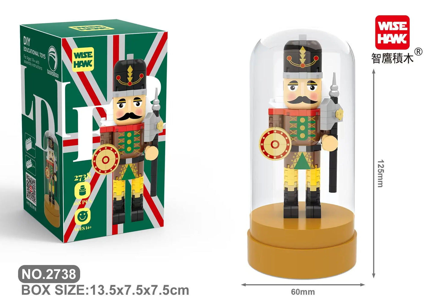 Retro Soldier Shaped Creative Miniature Building Block Model Christmas Home Ornament DIY Educational Kids Toys Holiday Gifts