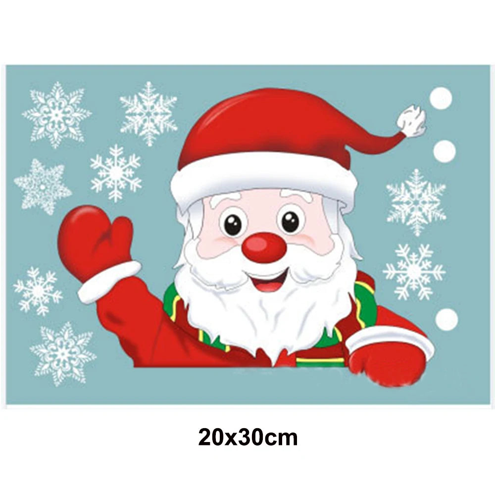 Christmas Window Clings Stickers Holiday Snowflake Santa Claus Reindeer Decals Xmas Decals Window Stickers Christmas Decorations